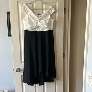 NWT Elegant black & white high low dress